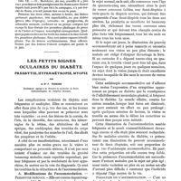0328 - Page 312 - Sur une éruption papuleuse et prurigineuse se développant au printemps sur les mains des jeunes sujets, par MM. Georges Thibierge et Robert Rabut. Résumé des observations / Les petits signes oculaires du diabète. Presbytie, hypermétropie, myopie, par le Dr F. Terrien / A. Modifications de l'accommodation