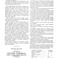 0111 - Page 99 - Contribution à l'étude des spasmes oculaires, par D. Paulian / Recueil de faits. Un cas de tétanos puerpéral, guéri après sérothérapie intensive, par MM. Gimbert, Chabaud et Artières