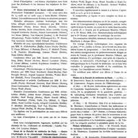 0593 - Page 477 - Nouvelles. Faculté de médecine de Bordeaux (Clinique de chirurgie infantile et orthopédie) / Ve Cours international de haute culture médicale / Cours de la Faculté de médecine de Paris. - Chaire d'hydrologie et de climatologie thérapeutiques (Professeur : M. Maurice Villaret) / Thèses de la Faculté de médecine de Paris / Thèses vétérinaires / Mémento chronologique