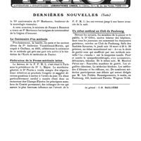 0780 - Page sans numérotation - Dernières nouvelles. Le 70e anniversaire du Pr Marinesco / Le Centenaire d'un médecin / Fédération de la Presse médicale latine / Un débat médical au club du Faubourg
