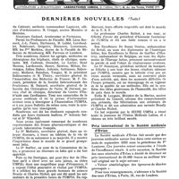 0786 - Page sans numérotation - Dernières nouvelles. Le banquet du vingtième anniversaire de la Fondation de l'UMFIA / Prix international de la Société médicale d'Evian