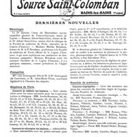 0801 - Page sans numérotation - Dernières nouvelles. Nécrologie / Fiançailles / Hôpitaux de Paris / Faculté de médecine