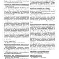 0811 - Page sans numérotation - Dernières nouvelles. Conseil supérieur d'hygiène publique de France / Concours de médecins, chirurgiens des hôpitaux coloniaux / Société de chirurgie / Premier Congrès français de thérapeutique (23-25 octobre 1933) / Programme des conférences-promenades d'histoire de la médecine / Bourses de vacances du Dr Debat / Congrès des stations thermales et climatiques / Officiers de l'Instruction publique / Officiers d'Académie / Médaille d'honneur des épidémies