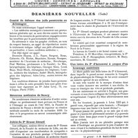 0812 - Page sans numérotation - Dernières nouvelles. Comité de défense des juifs persécutés en Allemagne / Réunions médicales de Nancy / Jubilé du Pr Ernest Gérard / Une lettre du Pr d'Arsonval à propos d'un hommage américain