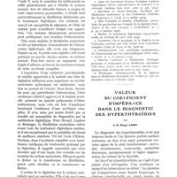 0141 - Page 127 - Intoxication digitalique massive et arythmie complète, par Paul Halbron, Jacques Lenormand, André Meyer-Heine / Valeur du coefficient d'impédance dans le diagnostic des hyperthyroïdies, par le Dr Roger Lamy