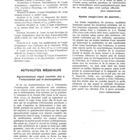 0146 - Page 132 - Valeur du coefficient d'impédance dans le diagnostic des hyperthyroïdies, par le Dr Roger Lamy. Conclusion / Actualités médicales. Agranulocytose aiguë mortelle due à l'intoxication par le dinitrophénol / Kystes congénitaux du poumon
