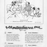 0014 - Page sans numérotation - Les médicaments vus par.... Piron / André Birabeau / Voltaire / Pierre Benoit