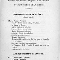 0007 - Page 5 - Liste des Membres des Conseils d'hygiène et de Salubrité du Département de la Creuse