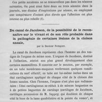 0003 - Page 55 - Dr Potiquet : Du canal de Jacobson, de la possibilité de le reconnaître sur le vivant et de son rôle probable dans la pathogénie de certaines lésions de la cloison nasale