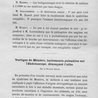 0036 - Page 88 - Dr Gellé : Vertiges de Ménière, battements pulsatiles sur l'endotoscope, dénonçant l'otite