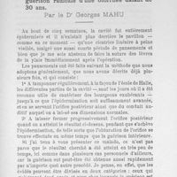 0038 - Page 37 - Dr Georges Mahu : Présentation d'un malade agé de 33 ans, guéri en cinq semaines des suites d'un évidemment pétro-mastoïdien pratiqué en vue de la guérison radicale d'une otorrhée datant de 30 ans