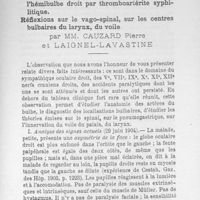 0044 - Page 43 - MM Cauzard Pierre et Laignel-Lavastine : Paralysie du récurrent d'origine bulbaire, syndrôme de Jackson et syndrôme sympathique oculaire