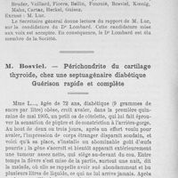 0027 - Page 26 - Séance du 6 avril 1906 : M. Bosviel : Périchondrite du cartilage thyroide, chez une septuagénaire diabétique. Guérison rapide et complète