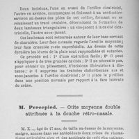 0085 - Page 84 - M. Paul Laurens : Procédé d'autoplastie pour cicatrices rétro-auriculaires d'évidemment. - M. Percepied : Otite moyenne double attribuée à la douche rétro-nasale