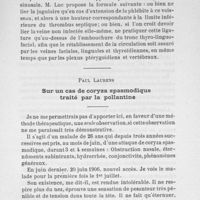 0016 - Page 15 - Paul Laurens : Sur un cas de coryza spasmodique traité par la pollantine