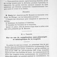 0078 - Page 77 - Discussion - M.A. Pasquier : Sur un cas de complication naso-pharyngée et méningitique de la rougeole
