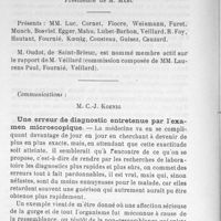 0062 - Page 60 - Séance du 10 juin 1909 : M. C. J. Koenig : Une erreur de diagnostic entretenue par l'examen microscopique