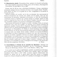 0023 - Page 19 - Analyses. Neuropathologie. Un cas de somnambulisme spontané (Ein Fall von spontanem Somnambulismus), par Höfelt et Forelo. Allg Zeitschrift f. Psychiatrie... / Hémichorée sénile. Présentation d'une malade à la Société de psychiatrie et des maladies nerveuses de Berlin, par le Dr. E. Remak (Neurologisches Centralblatt...) / Contribution à l'étude de la maladie de Basedow (Beiträge zur Kenntniss der Basedow'schen Krankheit), par M. le Professeur Friedrich Muller... Deutsch. Arch. f. klin Medicin...