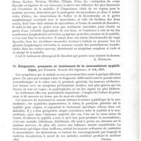 0025 - Page 21 - Analyses. Neuropathologie. Contribution à l'étude de la maladie de Basedow (Beiträge zur Kenntniss der Basedow'schen Krankheit), par M. le Professeur Friedrich Muller... Deutsch. Arch. f. klin Medicin... / Diagnostic, pronostic et traitement de la neurasthénie syphilitique, par Fournier. Gazette des hôpitaux... / Hérédité dans la maladie de Ménière (Heredity in Meniere's disease), par Charles E. Simon. Bulletin of the Hopkins Hospital...