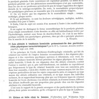 0027 - Page 23 - Analyses. Psychiatrie. La période prodromique à forme neurasthénique dans la paralysie générale, par Gilbert Ballet. Semaine médicale... / Les aliénés à tendance homicide présentent-ils des particularités physiques caractéristiques ? par le Dr L. Camuset. Annales médico-psychol... / Crime et folie chez la femme (Verbrechen und Wahnsinn beim Weibe), par Naecke... Allg. Zeitschrift für Psychiatrie...