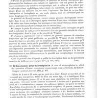 0031 - Page 27 - Analyses. Thérapeutique. De l'ostéoplastie crânienne, par A. Chipault. Revue générale de la Gazette des hôpitaux... / Crâniectomie pour microcéphalie (A case of microcephalus in which the operation of linear craniotomy (craniectomy), was performed), by Barlow. Glasgow medical Journal...