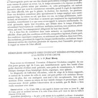 0043 - Page 39 - Travaux originaux. Collège de France. - M. le Professeur Ribot. Les états affectifs et la mémoire. Leçon recueillie par M. Gaston Danville / Hémiplégie organique chez un enfant hérédo-syphilitique à la suite d'une chute, par M. le Dr Paul Blocq
