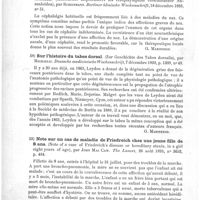 0056 - Page 52 - Analyses. Neuropathologie. Sur un syndrome vraisemblablement curable constitué par une paralysie bulbaire avec participation des extrémités (Ueber einen scheinbar heilbaren Symptomencomplex, etc.), par Goldflam. Deutsche Zeitschr. f. Nervenheilk... / Céphalée habituelle comme symptôme principal des affections nasales (Habitueller Kopfschmerz als Hauptsymtom verschiedener Nasenleiden), par Scheinmann. Berliner klinische Wochenschrift... / Sur l'histoire du tabes dorsal (Zur Geschichte des Tabes dorsalis), par Michaelis. Deutsche medicinische Wochenschrift... / Note sur un cas de maladie de Friedreich chez une jeune fille de 8 ans (Note of a case of Friedreich's disease or hereditary ataxia, in a girl eight years of age), par John Mac Caw. The Lancet...