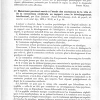 0082 - Page 78 - Analyses. Neuropathologie. Paralysie cérébrale infantile, par A. Moraga. Boletin de la policlinica especial, del Dr A. Moraga... / Matériaux pouvant servir à l'étude des contusions de la tête et de la commotion cérébrale, en rapport avec le développement intellectuel, par Elie Lébédeff... Arch. de psych., de neurol. et de méd. lég...