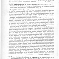 0084 - Page 80 - Analyses. Neuropathologie. Nouvelle contribution à l'étude des maladies héréditaires et familiales du système nerveux. Sur la forme spinale-névritique de l'atrophie musculaire progressive (Ueber die spinal-nevritische Form der progressiven Muskelatrophie), von Prof. Dr M. Bernhardt... Virchow's Archiv. für pathologische Anatomie und Phys. und f. klin. Medicin... / Un cas de paralysie de Brown-Séquard (Ueber einen Fall von Brown-Sequard'sche Halbseitenverletzung des Rückenmarks), par Herhold. Deutsche medicinische Wochenschrift... / Un cas atypique de sclérose en plaques, par A. Moraga. Boletin de la policlinica especial, del Dr A. Moraga...