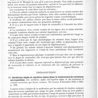 0089 - Page 85 - Analyses. Psychiatrie. Recherches d'anthropologie criminelle chez l'enfant. Criminalité et dégénérescence, par le Dr L. Maupaté. Th. de Paris, 1893 / Thérapeutique. Cérébrine alpha et myéline alpha dans le traitement de certaines névropathies (On cerebrine alpha and myeline alpha in the treatment of certains neuroses), par Julius Althaus. The Lancet...