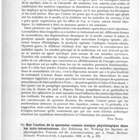 0090 - Page 86 - Analyses. Thérapeutique. Cérébrine alpha et myéline alpha dans le traitement de certaines névropathies (On cerebrine alpha and myeline alpha in the treatment of certains neuroses), par Julius Althaus. The Lancet... / Sur l'action de la spermine comme tonique physiologique dans les auto-intoxications (Zur Erklärung der Wirkung des Spermin als physologisches Tonicum auf die Autointoxication), par A. Poehl. Berliner klinische Wochenschrift...