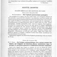 0092 - Page 88 - Analyses. Thérapeutique. Fracture de crâne consécutive à un coup de fourche. Guérison (Schädelfractur duch Schlag mit einer Mistgubel ; Heilung) par Korte. Société médicale de Berlin... / Sociétés savantes. Société médicale des hôpitaux de Paris. Séance du 22 décembre 1893. Chantemesse. Sur l'aphasie pneumonique passagère / Séance du 12 janvier 1894. P. Marie. De l'origine poliomyélitique d'un certain nombre des lésions qui frappent les faisceaux blancs médullaires dans la pellagre, la paralysie générale et différentes scléroses combinées