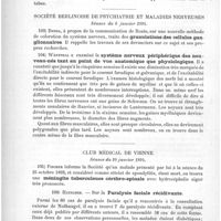 0094 - Page 90 - Sociétés savantes. Société médicale de Berlin. Séance du 15 novembre 1893. Paralysie spinale syphilitique [Mendel] / Société berlinoise de psychiatrie et maladies nerveuses. Séance du 8 janvier 1894. Granulations des cellules ganglionnaires [Benda] / Système nerveux périphérique des nouveau-nés tant au point de vue anatomique que physiologique [Westphal] / Club médical de Vienne. Séance du 10 janvier 1894. Méningite tuberculeuse cérébro-spinale [Fischer] / Hatschek. Paralysie faciale récidivante