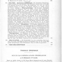0133 - Page 129 - Sommaire du n° 5 / Travaux originaux. Sur un cas d'hérédo-ataxie cérébelleuse, par E. Brissaud et P. Londe