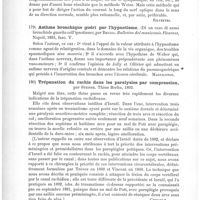 0158 - Page 154 - Analyses. Thérapeutique. Traitement électrique de l'atrophie tabétique du nerf optique (Il trattamento elettrico nella atrofia tabetica del nervo ottico), par Capriati, Riforma medica... / Asthme bronchique guéri par l'hypnotisme (Di un caso di asmo bronchiale guarito coll'ipnotismo), par Brugia. Bulletino del manicomio Fleurent... / Trépanation du rachis dans les paralysies par compression, par Steiner. Thèse Berlin, 1893 / De l'intervention chirurgicale dans les affections non traumatiques du cerveau. Étude clinique du manuel opératoire, par J. W. Binaud. Archives cliniques de Bordeaux...