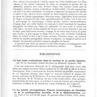 0160 - Page 156 - Analyses. Thérapeutique. De la résection du nerf maxillaire inférieur dans le crâne, par Quénu. Gazette des hôpitaux... / Bibliographie. Les voies conductrices dans le cerveau et la moelle épinière, par W. de Bechterew, traduit (du russe en allemand). Leipsick, 1894 / La famille névropathique. Théorie tératologique de l'hérédité et de la prédisposition morbide, et de la dégénérescence, par Ch. Féré... Paris, Alcan, 1894