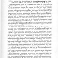 0162 - Page 158 - Bibliographie. La famille névropathique. Théorie tératologique de l'hérédité et de la prédisposition morbide, et de la dégénérescence, par Ch. Féré... Paris, Alcan, 1894 / État mental des hystériques, les accidents mentaux, par Pierr Janet (Thèse de Paris, 1893, collection Charcot-Debove, Rueff, 1894)