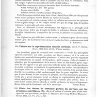 0170 - Page 166 - Analyses. Anatomie, physiologie. Analyses. Anatomie, physiologie. Une nouvelle méthode de coloration de la névroglie, par Koultchicki. Recueil consacré au Professeur Obolenski... / Théorie sur la représentation visuelle corticale, par G. F. Ewens. Brain... / Effets des lésions de certaines parties du cerveau sur les processus calorifiques (The effects of lesions of certains parts of the brain upon the heat processes), par Edw. T. Reichert. University Medical Magazine...