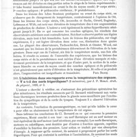 0171 - Page 167 - Analyses. Anatomie, physiologie. Effets des lésions de certaines parties du cerveau sur les processus calorifiques (The effects of lesions of certains parts of the brain upon the heat processes), par Edw. T. Reichert. University Medical Magazine... / L'inhibition dans ses rapports avec la température des organes. - Y a-t-il des nerfs frigorifiques ? (2 mémoires), par J. P. Morat. Arch. de physiol... / Quelques travaux récents sur le rôle du foie dans les auto-intoxications, par le Dr H. Roger. Revue générale des sciences...