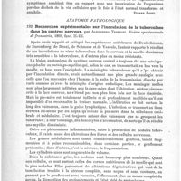 0172 - Page 168 - Analyses. Anatomie, physiologie. Quelques travaux récents sur le rôle du foie dans les auto-intoxications, par le Dr H. Roger. Revue générale des sciences... / Anatomie pathologique. Recherches expérimentales sur l'inoculation de la tuberculose dans les centres nerveux, par Alexandro Tedeschi. Rivista sperimentale di freniatria...