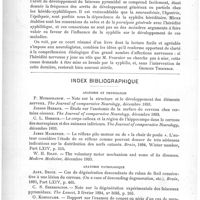 0188 - Page 184 - Bibliographie. Les affections parasyphilitiques, par le Professeur A. Fournier... Paris, 1894 / Index bibliographique