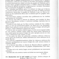 0197 - Page 193 - Analyses. Anatomie, physiologie. Contribution à l'étude du faisceau de Meynert ou faisceau rétro-reflexe, par M. A. Van Gehuchten. Bulletin de l'Académie royale de médecine de Belgique... / Recherches sur le nerf auditif, par Cannieu. Archives cliniques de Bordeaux...
