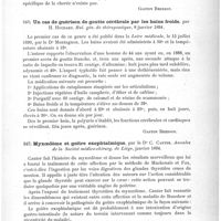 0211 - Page 207 - Analyses. Thérapeutique. Examen critique du traitement des chorées, par Dujardin-Beaumetz. Bul. gén. de thérapeutique... / Un cas de guérison de goutte cérébrale par les bains froids, par H. Huchard. Bul gén. de thérapeutique... / Myxoedème et goitre exophtalmique, par le Dr C. Canter. Annales de la Société médico-chirurg. de Liège...