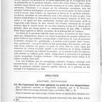 0324 - Page 320 - Travaux originaux. Sur un cas d'encéphalite corticale et de poliomyélite antérieure associées, par Henri Lamy / Analyses. Anatomie, physiologie. De l'anatomie des voies optiques au point de vue diagnostique (Om synbanans anatomi ur diagnostisk synpunks), par S. E. Henschen. Upsala läkareforemings förhand, lingor...