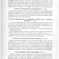 0340 - Page 336 - Sociétés savantes. Congrès international de Rome (fin). A propos du tabes traumatique et de la pathogenèse du tabes en général, par Hitzig / Sur le traitement des narcoticomanes, par Smith / Sur l'importance de la suggestion verbale pour la pratique médicale, par Hirt / Sur les névrites latentes des alcooliques, par Negro / La digestion chez les sitophobes, par Ruata / Étiologie de la pellagre en rapport avec les toxines du maïs avarié, par Pellizzi et Tirelli