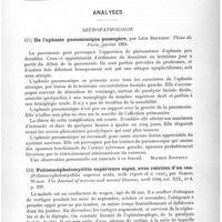 0419 - Page 415 - Travaux originaux. Contribution à la pathogénie des arthropathies neuro-spinales, par G. Marinesco / Analyses. Neuropathologie. De l'aphasie pneumonique passagère, par Léon Bouyssou. Thèse de Paris... 1894 / Polioencéphalomyélite supérieure aiguë, avec relation d'un cas (Polioencephalomyelitis superior acuta, with report of a case), par Samuel Wolff. The Journal of nervous and mental Disease...