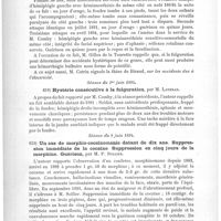 0440 - Page 436 - Sociétés savantes. Société médicale des hôpitaux de Paris. Séance du 25 mai 1894. Apoplexie hystérique avec hémiplégie gauche survenue pour la première fois à la suite d'une fulguration ; troisième attaque ; guérison en moins de 15 jours par le repos et l'électrisation, par le Dr Comby / Séance du 1er juin 1894. Hystérie consécutive à la fulguration, par M. Laveran / Séance du 8 juin 1894. Un cas de morphio-cocaïnomanie datant de dix ans. Suppression immédiate de la cocaïne. Suppression en cinq jour de la morphine. Guérison, par M. P. Sollier