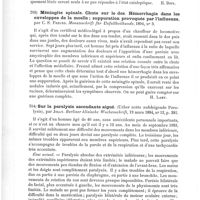 0506 - Page 502 - Analyses. Neuropathologie. Un cas de syringomyélie associée à l'hystérie, par Cesare Agostini. Rivista sperimentale di Frenatria... / Méningite spinale. Chute sur le dos. Hémorrhagie dans les enveloppes de la moelle ; suppuration provoquée par l'influenza, par C. S. Freund. Monatsschrift für Unfallheilkunde... / Sur la paralysie ascendante aiguë (Ueber acüte aufsteigende Paralysis), par Jolly. Berliner klinische Wochenschrift...