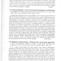 0510 - Page 506 - Analyses. Neuropathologie. Contribution à l'étude clinique de la paralysie pseudo-hypertrophique, par Mme Sacara-Tulbure. Revue de médecine... / Accès d'épilepsie (?) suivis d'un état d'inconscience de 46 heures (An epileptic (?) fit folloved by forty-six hours unconscious, etc.), par Felix Roth. The Lancet... / Épilepsie jacksonnienne. Cessation des accès après opération (A case of jacksonian epilepsy, cessation of fits after operation), par Cunningham. The New-York medical Journal...