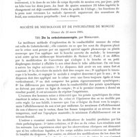 0519 - Page 515 - Sociétés savantes. Congrès des aliénistes et neurologistes de France et des pays de langue française. Session de Clermont-Ferrand du 6 au 11 août 1894 (suite et fin). Séance du 10 août. Myxoedème traité par l'ingestion de glande thyroïde, par Brissaud et Souques... / Société de neurologie et de psychiatrie de Moscou. Séance du 18 mars 1894. De la crâniotonoscopie, par Mouravieff